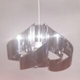 Curved stainless steel hanging lamp, Space Age, 1970