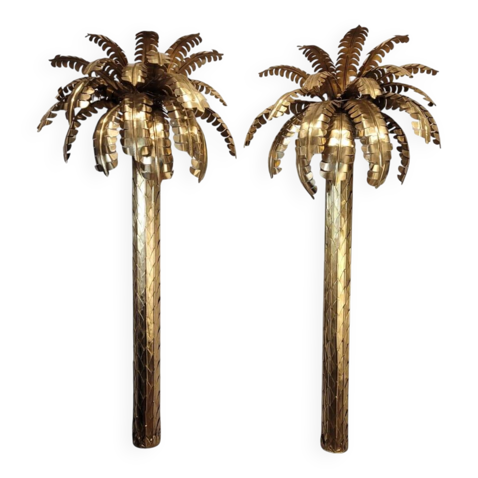 Pair of "Palmeras" lamps, Christian Techoueyres for Maison Jansen, gilded brass, 1970s – France