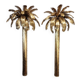 Pair of "Palmeras" lamps, Christian Techoueyres for Maison Jansen, gilded brass, 1970s – France