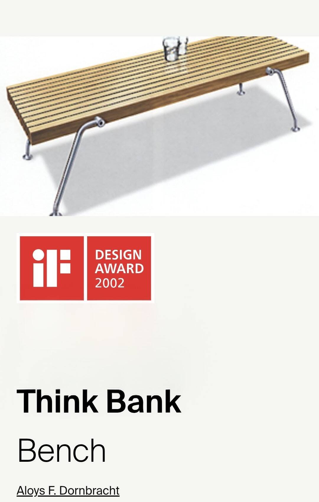 Banc "Think 2002" en bois par Frederic Dedelley pour Dornbracht