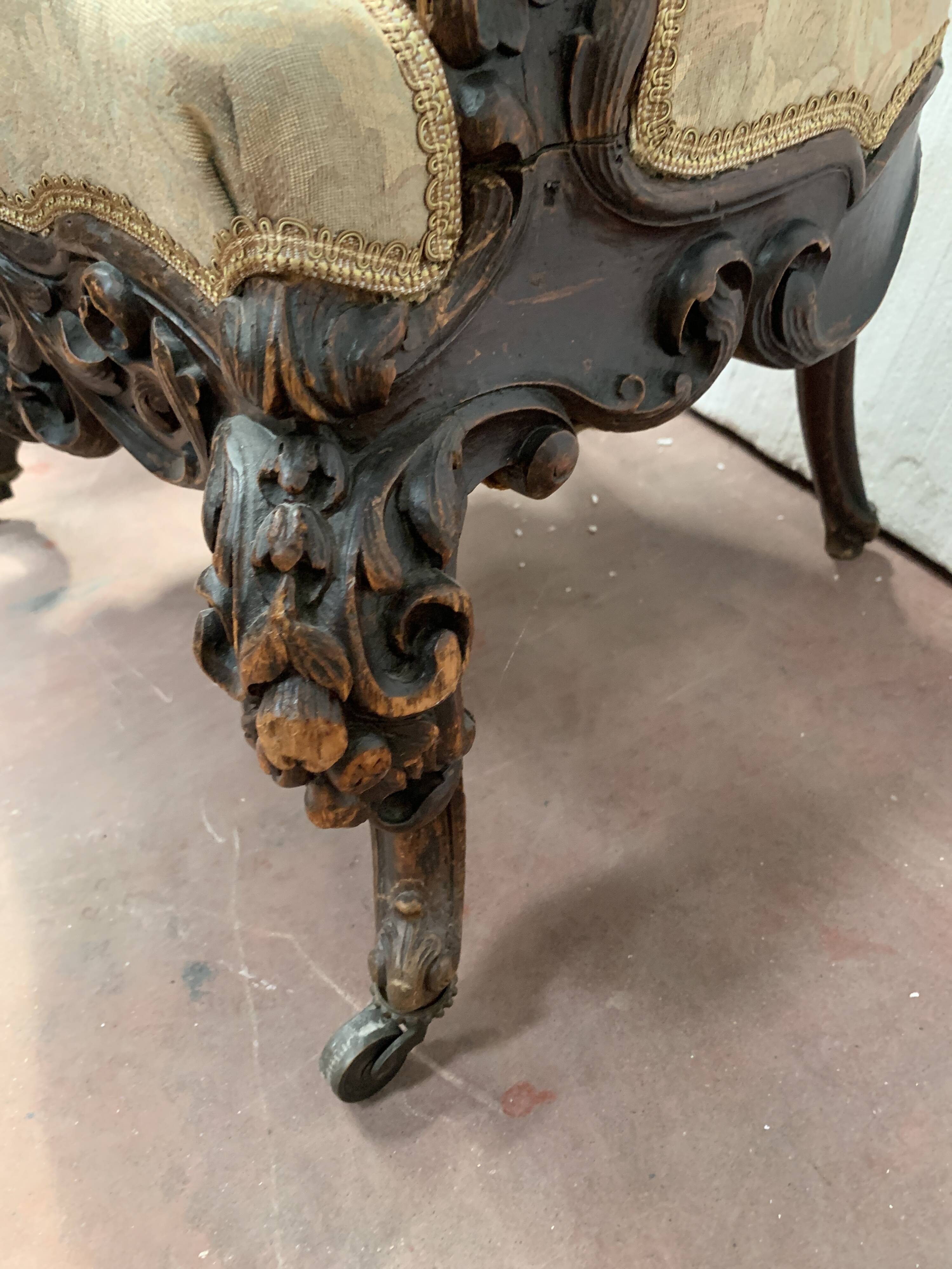 Richly carved Napoleon III ceremonial armchair