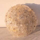 Murano Ceiling Light Gold and Traspare Flower by Seguso for Venini, Italy, 1960s