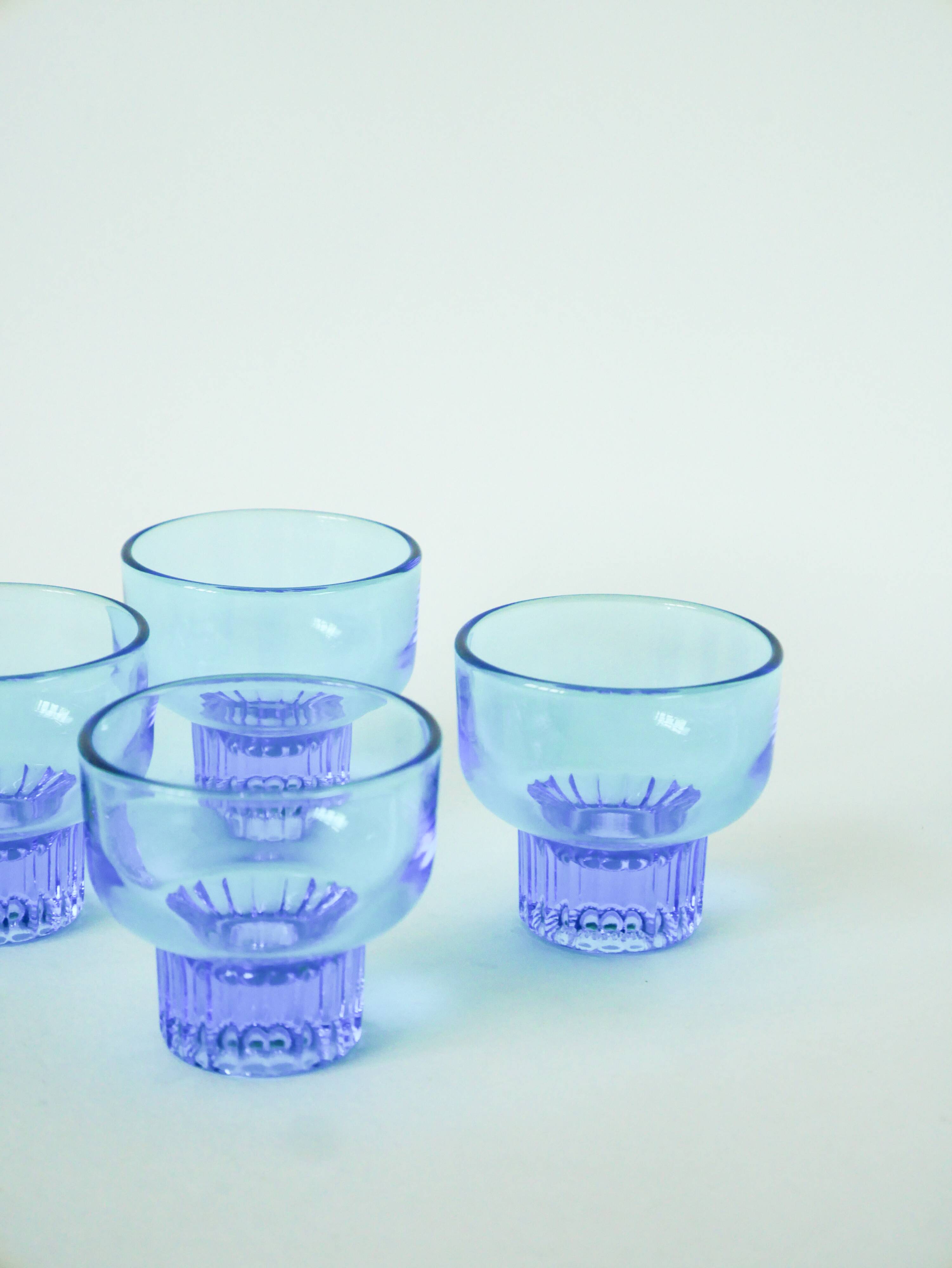 Set of 4 small glasses, Turquoise, 1970