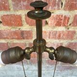 Old brass table lamp with claw feet