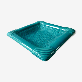 Petrol blue woven ceramic pocket tray