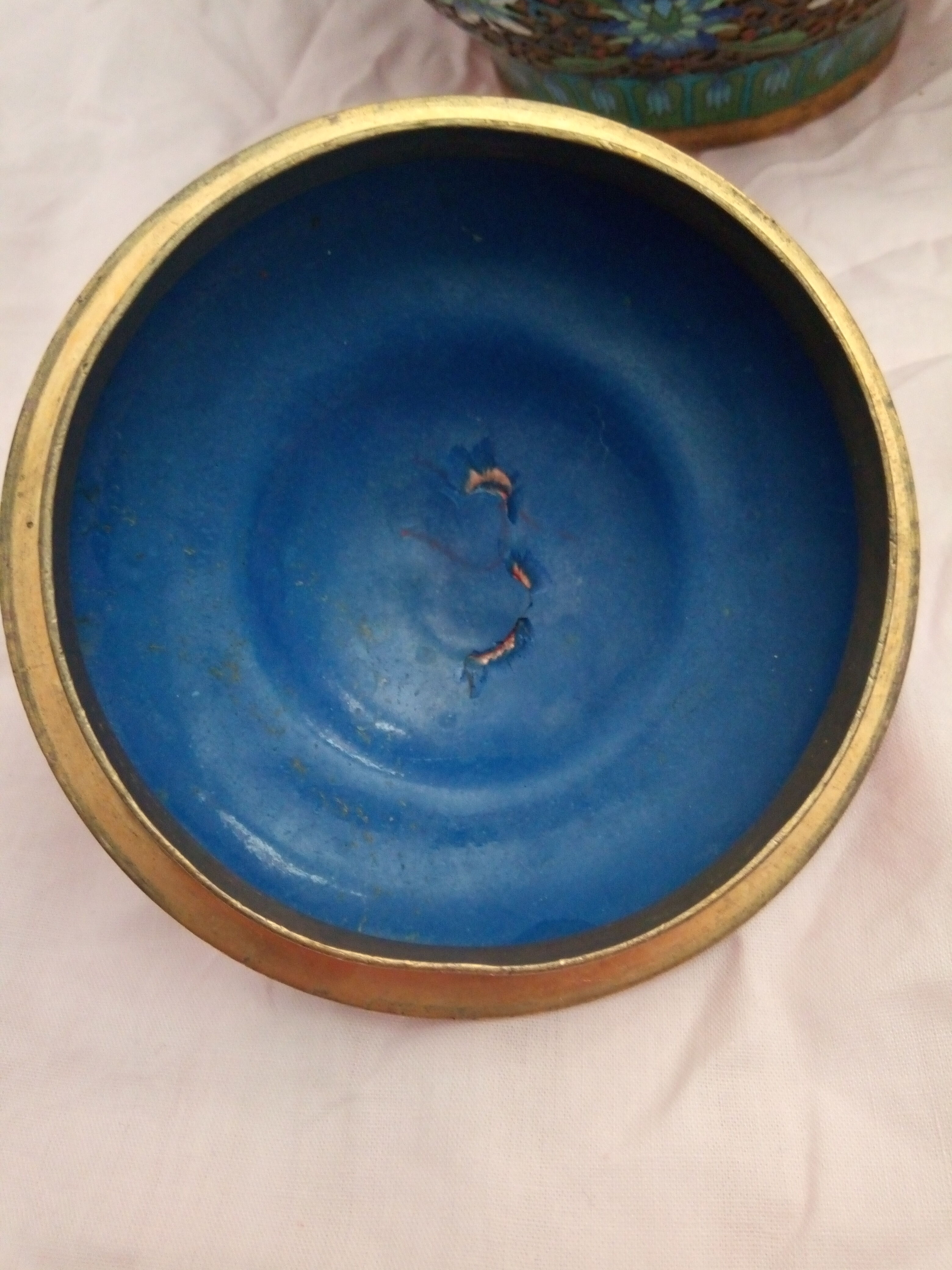 Pot covered in enamelled bronze
