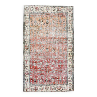 Red & Orange Floral Pattern Persian Rug, 119x200Cm