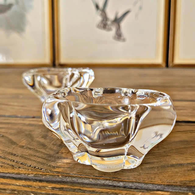 Salt cellars / salt shakers Daum in signed crystal Daum France (set of 2)