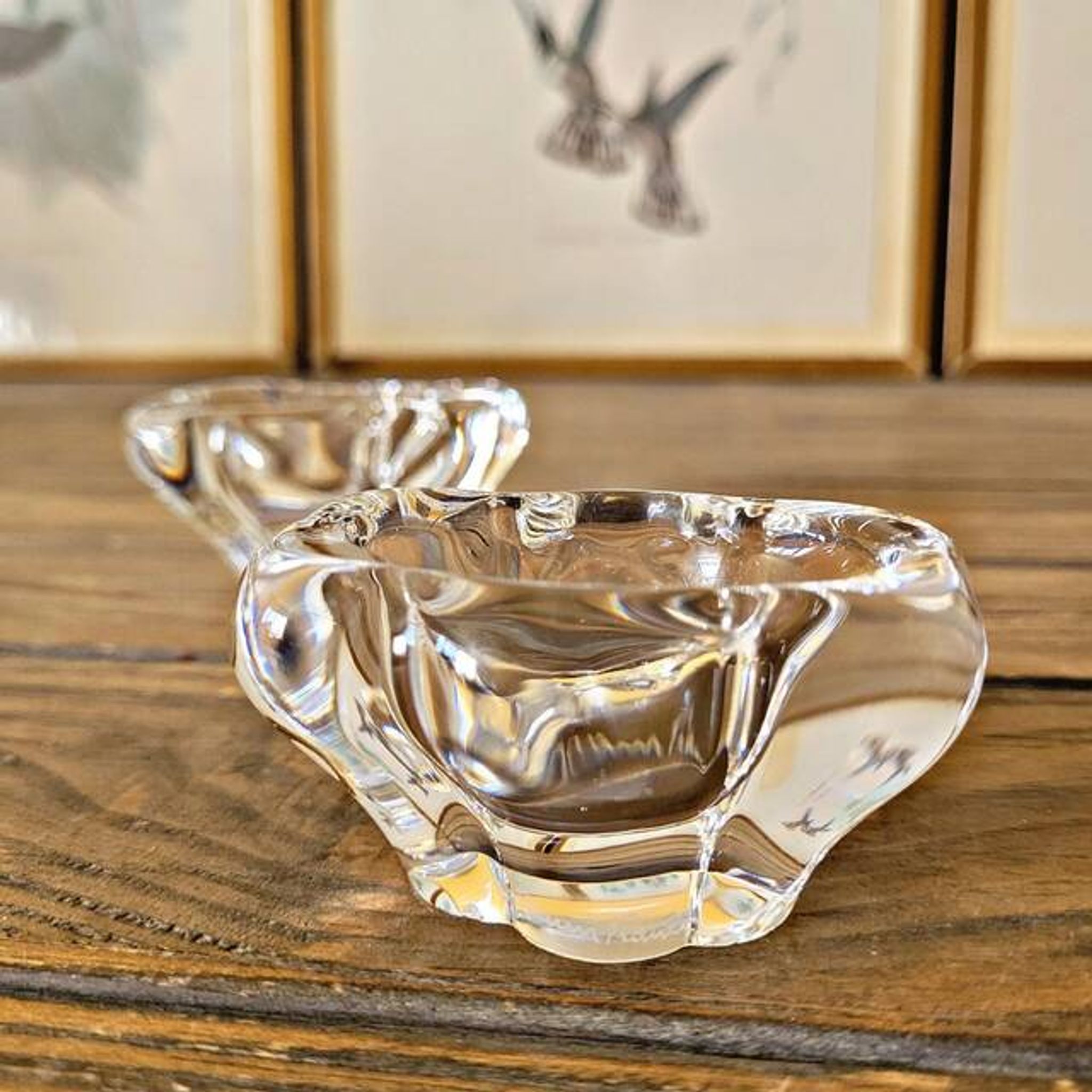 Salt cellars / salt shakers Daum in signed crystal Daum France (set of 2)