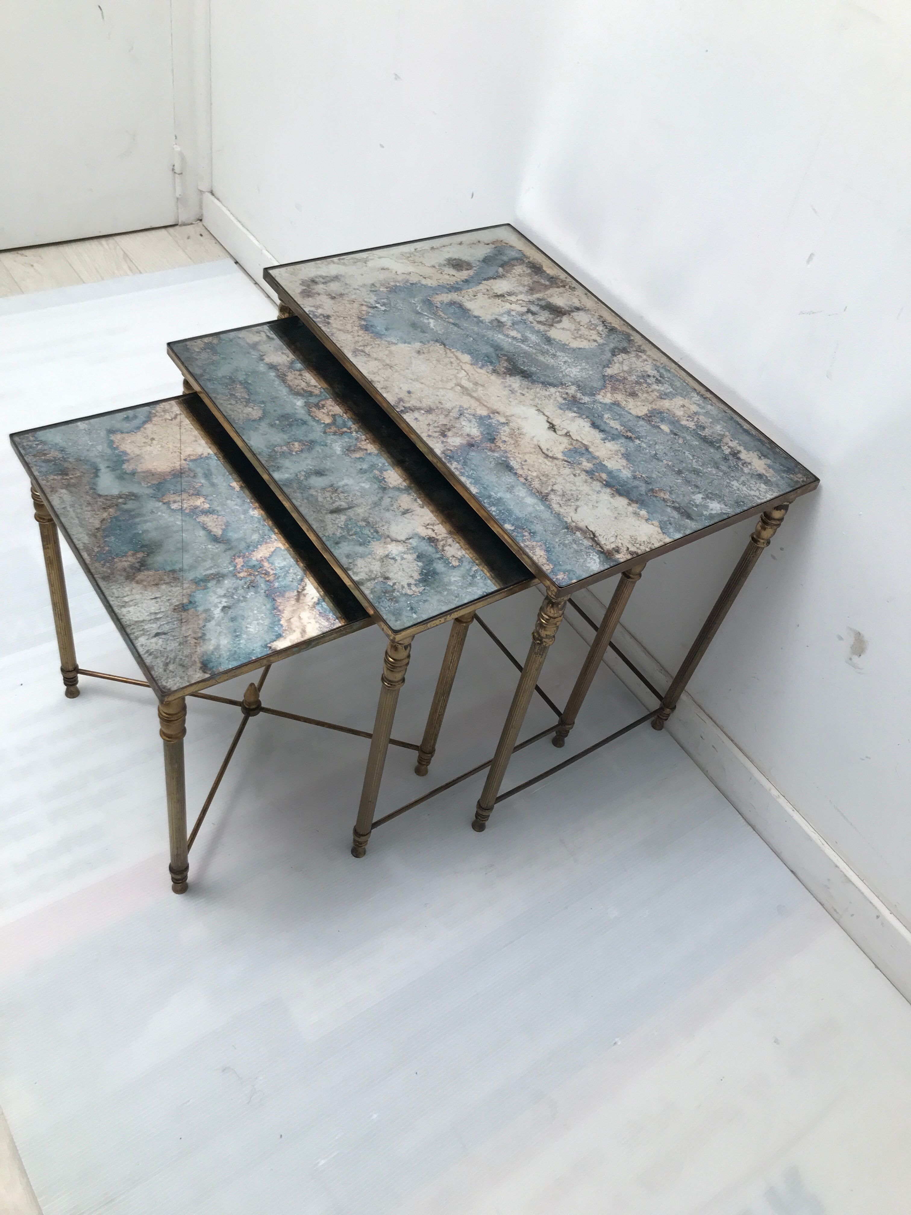 Tables with floorless smoked glass tray 50-60 years
