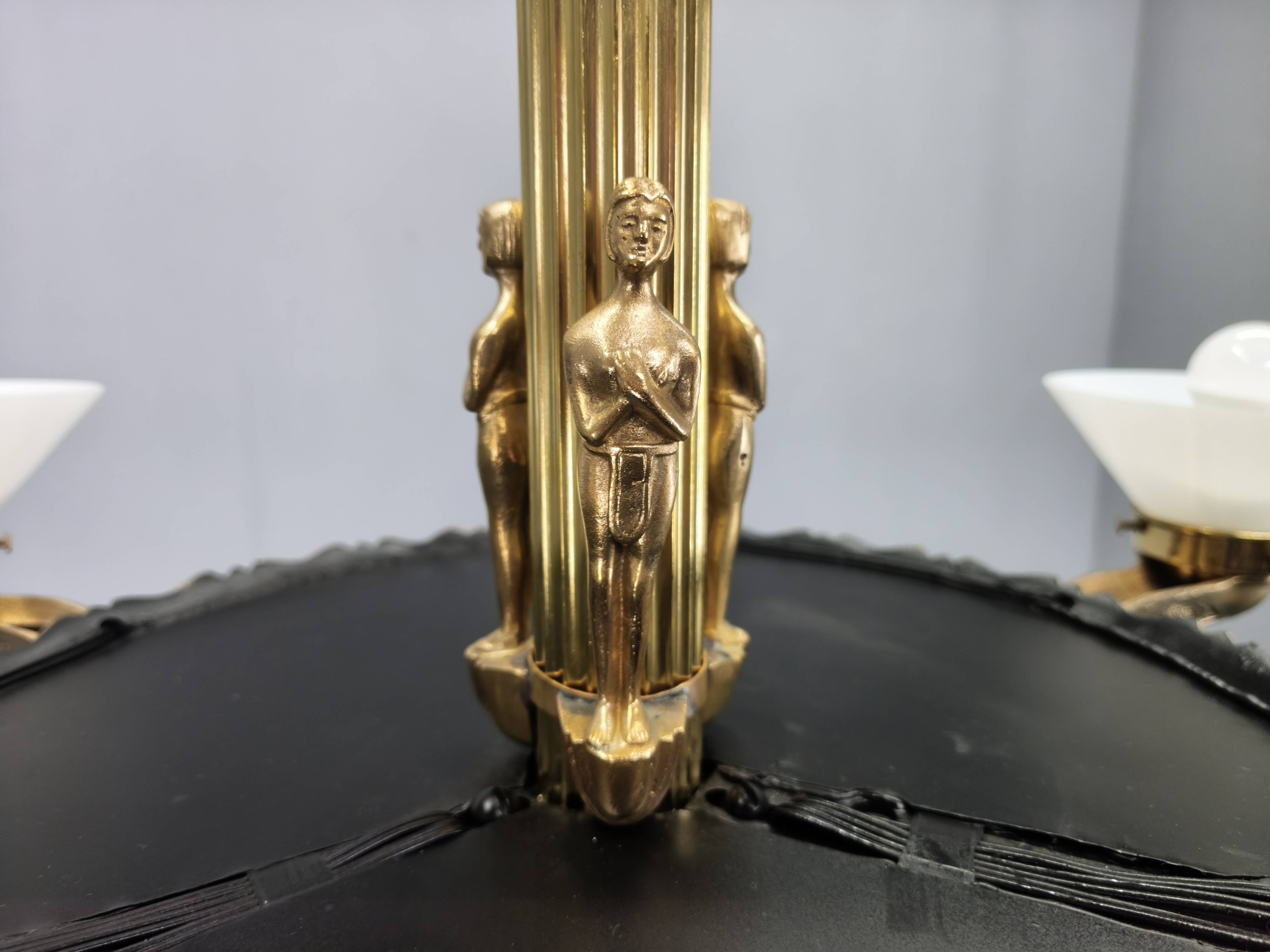 Art Deco chandelier with glass shade, Czechoslovakia, 1930s