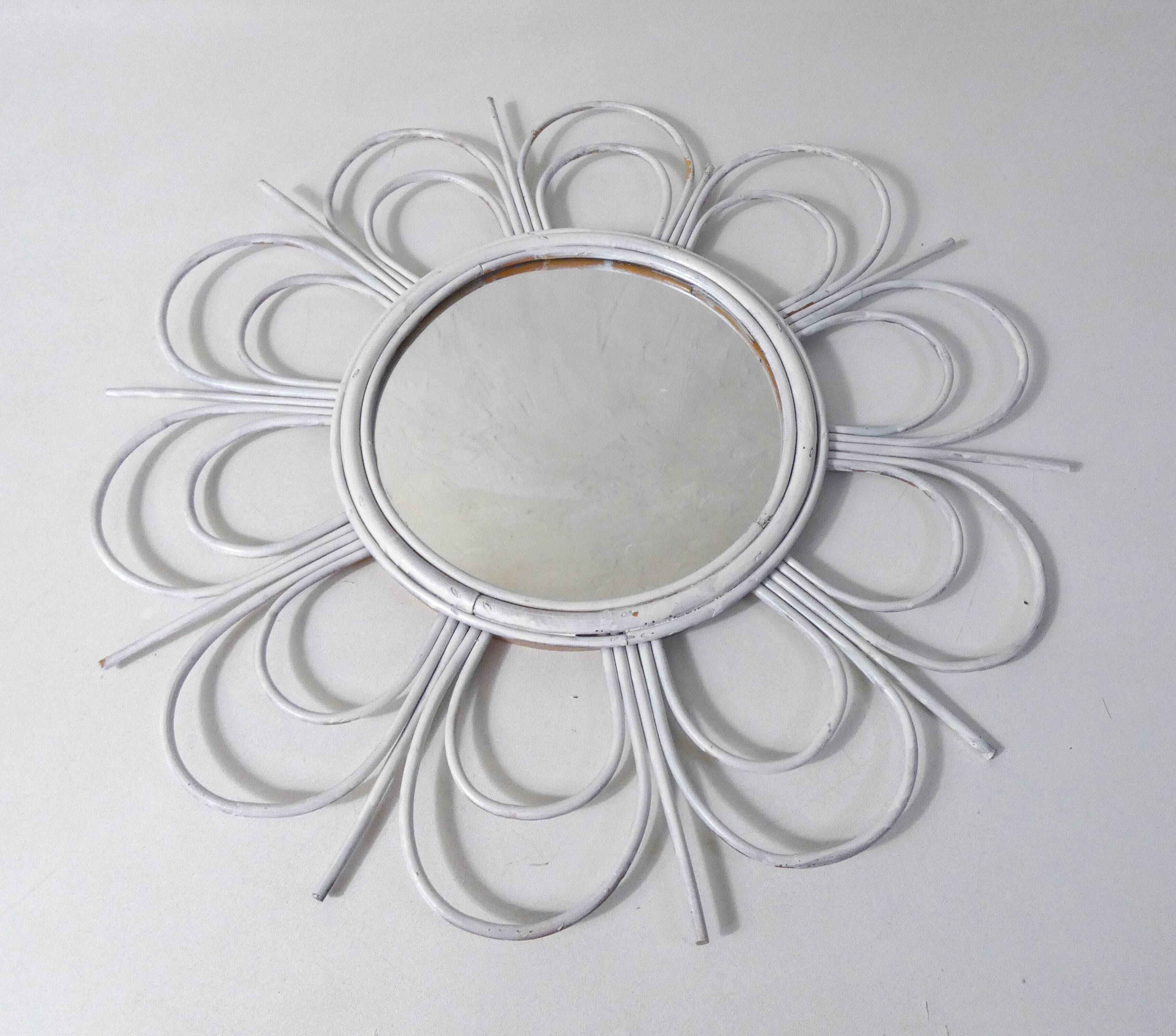 Vintage rattan sun mirror
