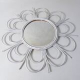 Vintage rattan sun mirror