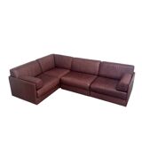 Brown leather modular sofa by De Sede; DS76, 1970s (corner)