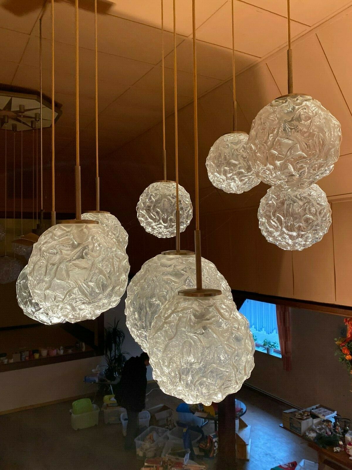 XXL 60s 70s ceiling light hanging lamp cascade lamp Hillebrand Design 60s