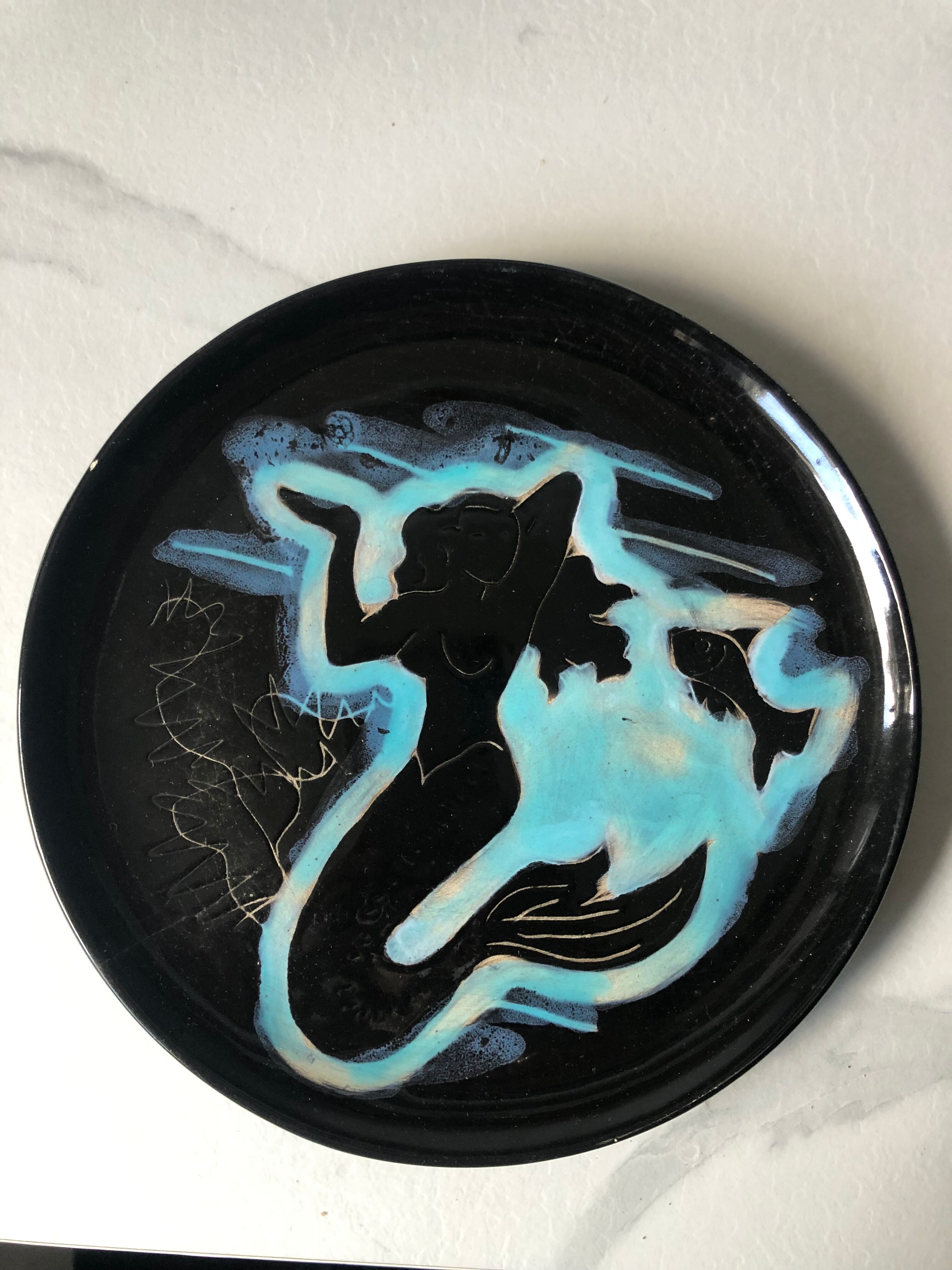 Four plates Vallauris the mermaids