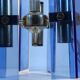 Vintage Italian pendant light in blue glass, Fontana Arte style, 1970s