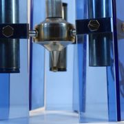 Vintage Italian pendant light in blue glass, Fontana Arte style, 1970s