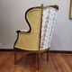 Wooden basket chair, upholstered in Pierre Frey, Napoleon III, circa 1820 – France