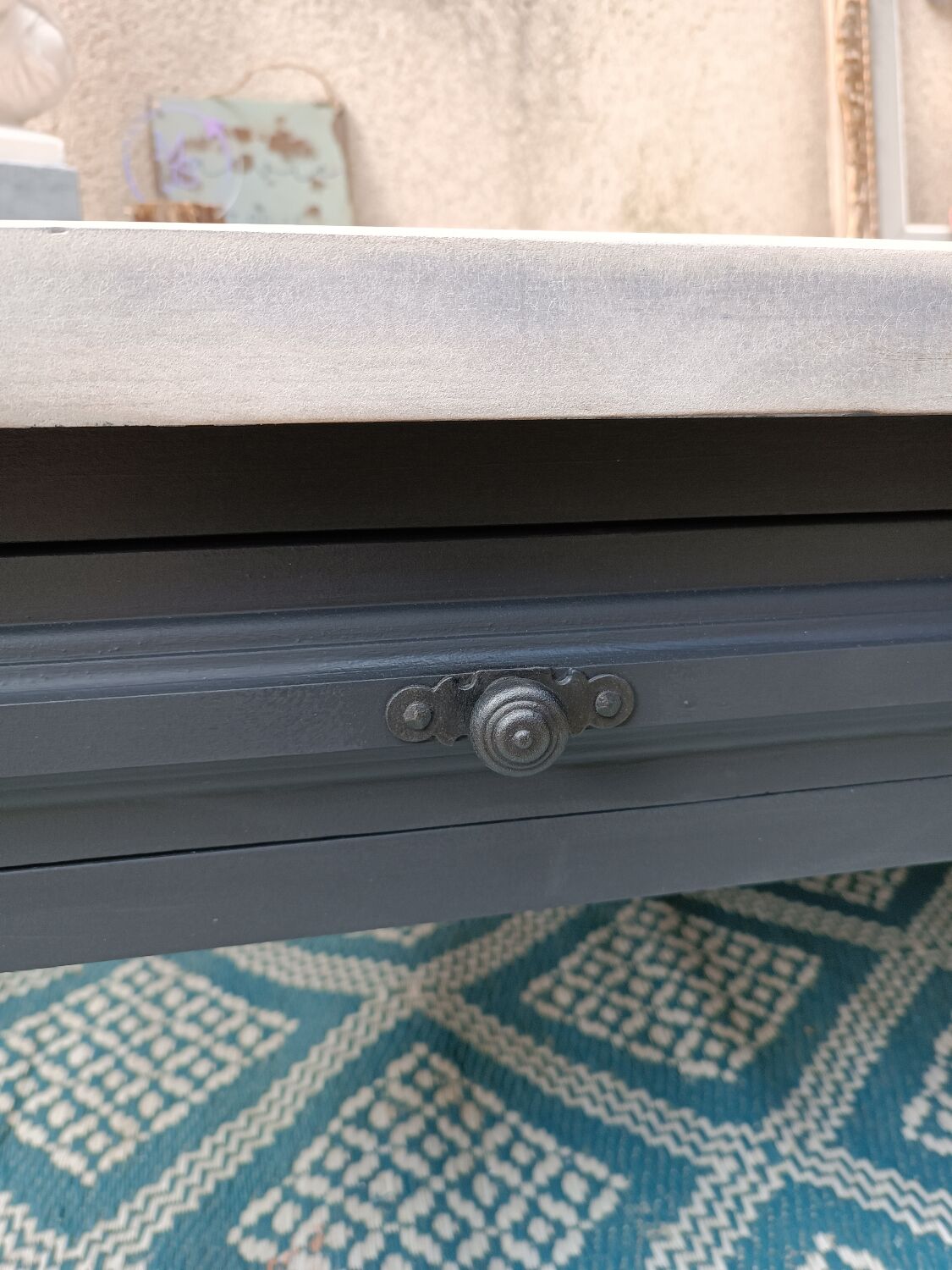 Solid wood coffee table with limed top