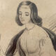 Portrait 19th young woman romantic marquetry frame