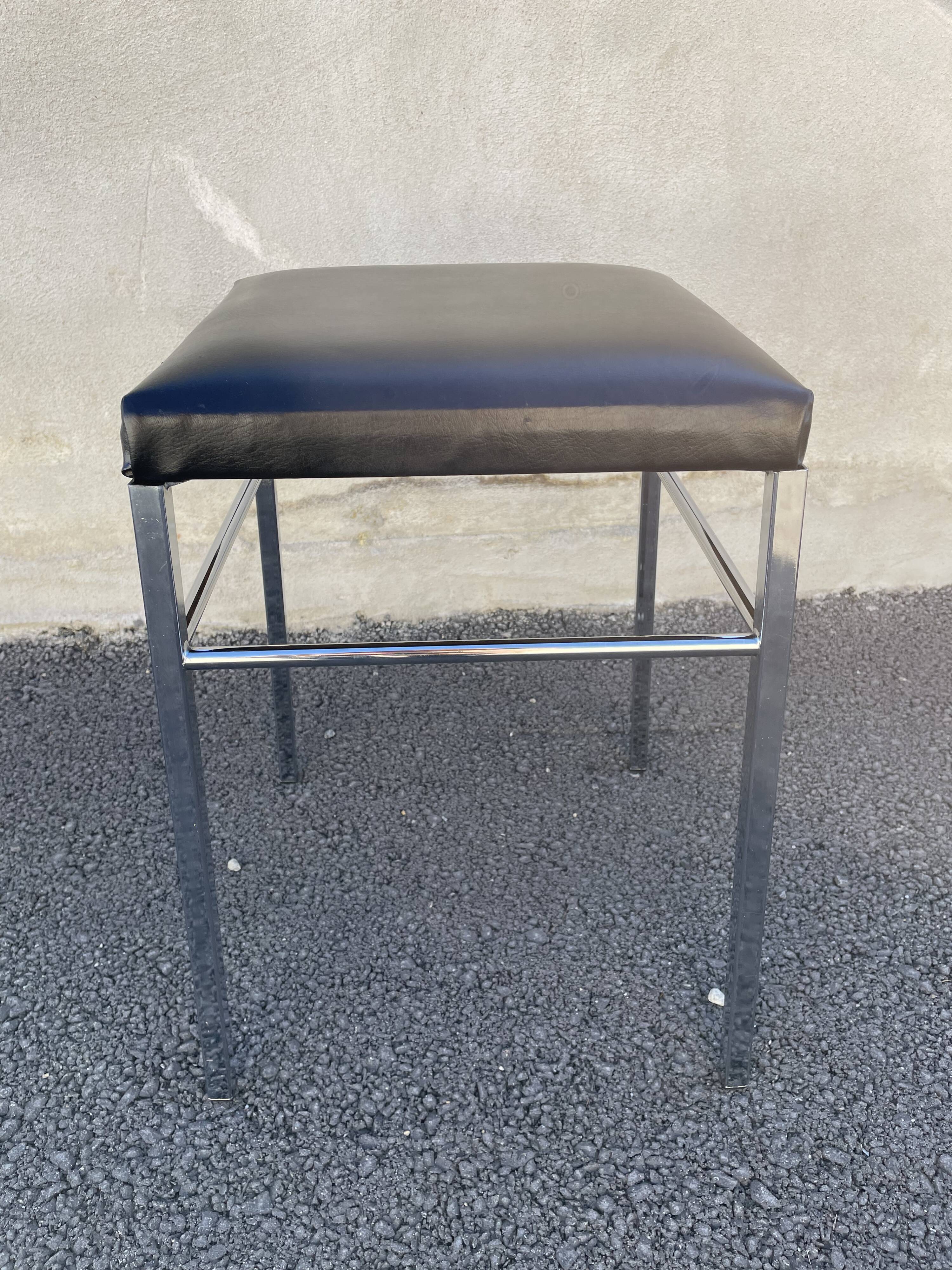 Stool year 70 skaï and chrome metal