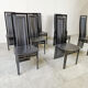 Set of eight Italian lacquered wood and leather modern dining chairs
