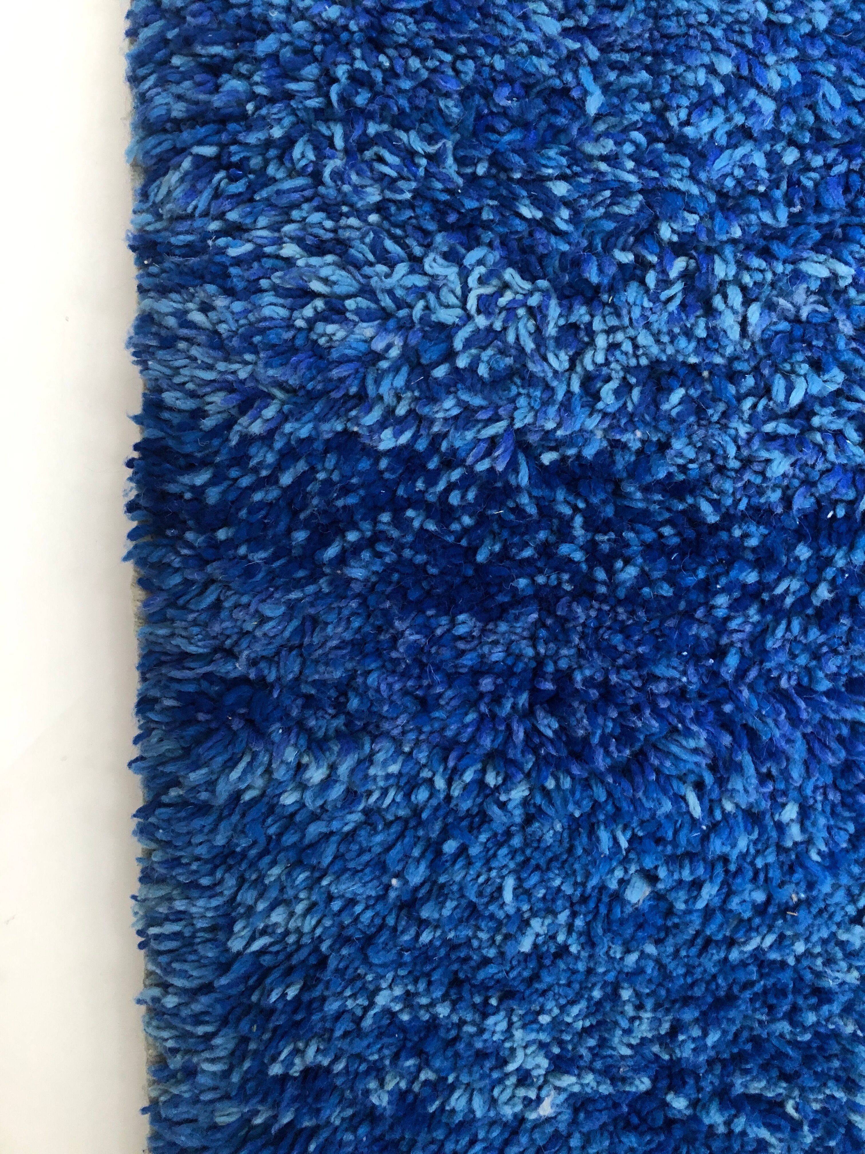 Moroccan Berber carpet Beni Ouarain plain blue mottled 3,19x2.24m