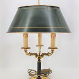 Empire style bronze hot water bottle lamp three lights and lacquered lampshade Lucien Gau