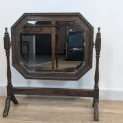 Antique octagonal full-length mirror in carved wood – Bevelled glass