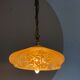 Orange ochre coloured antique glass hanging lamp