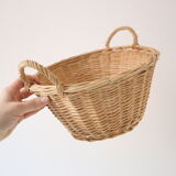 Wicker basket with two handles, vintage, french