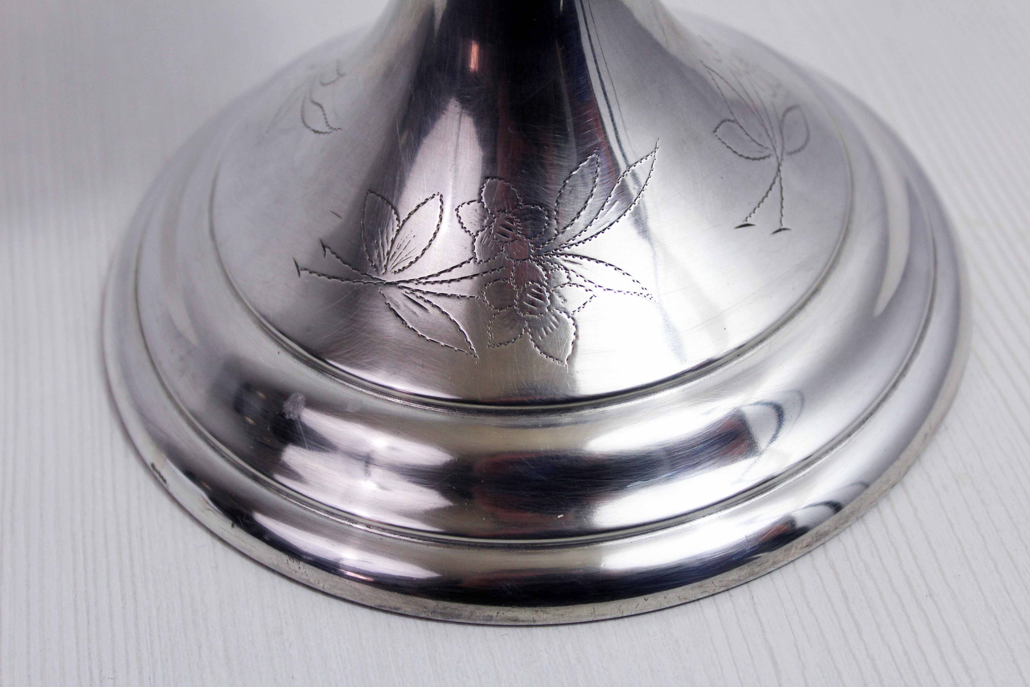 Silver metal candle holder