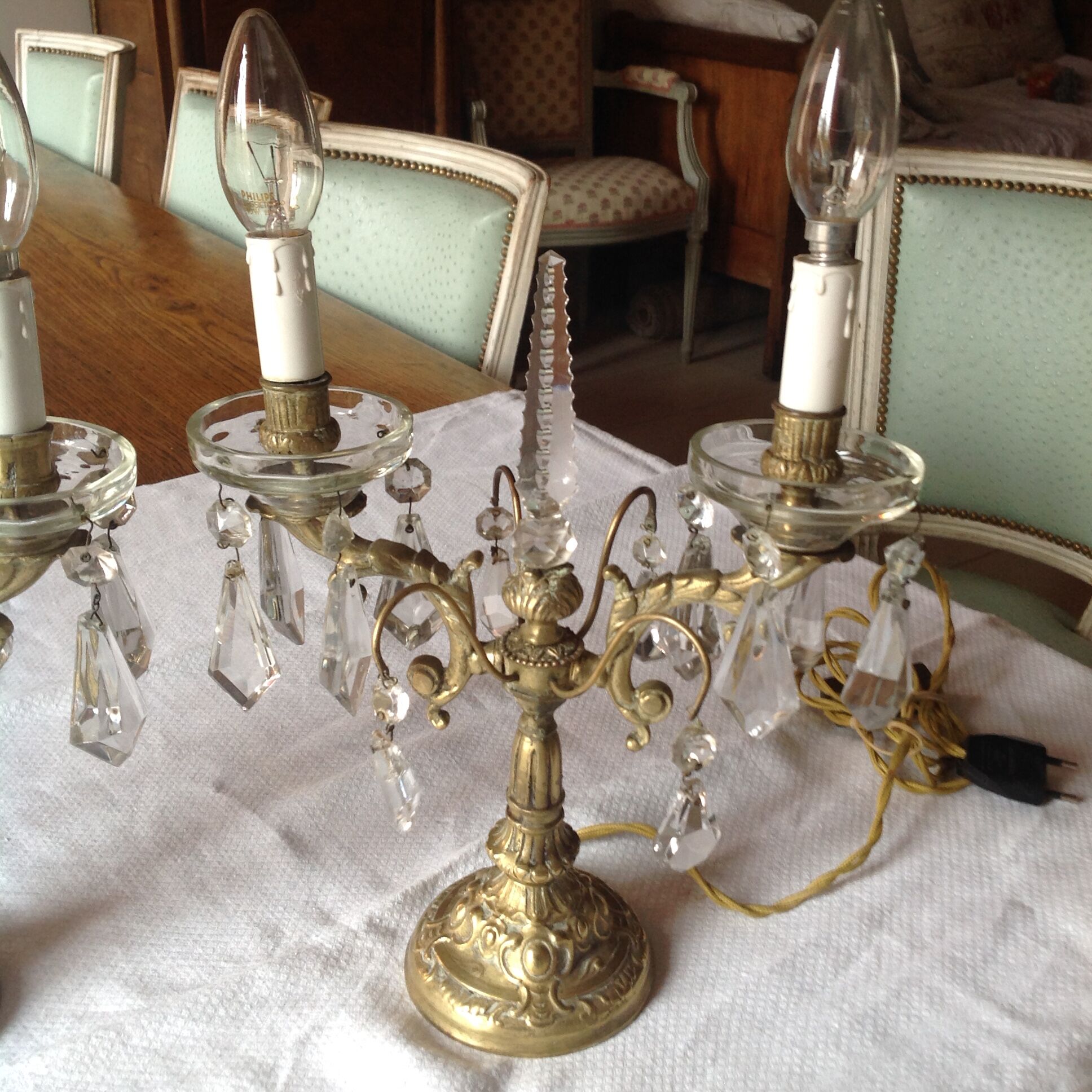 Pair of bronze girandoles circa 1940