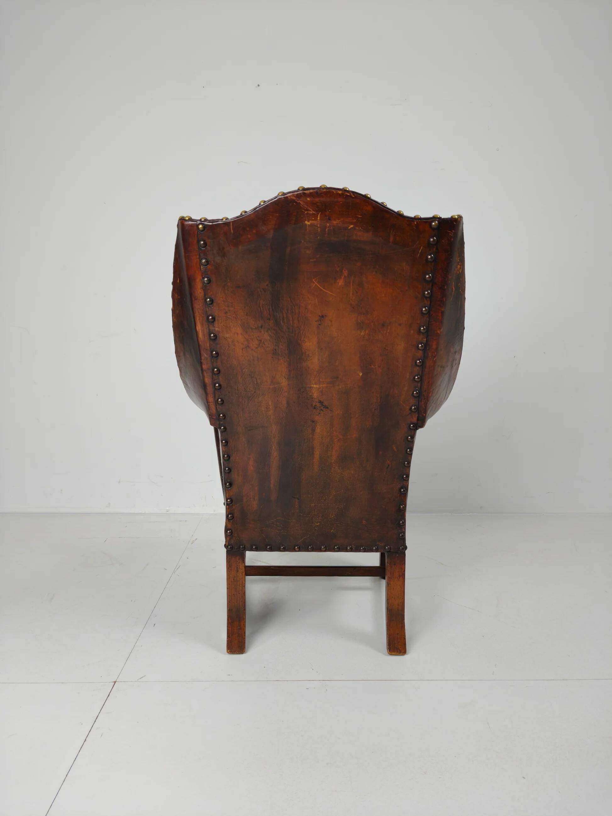 Antique leather armchair, England circa 1800
