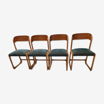 Suite de 4 chaises Baumann modèle Traîneau vintage années 1970