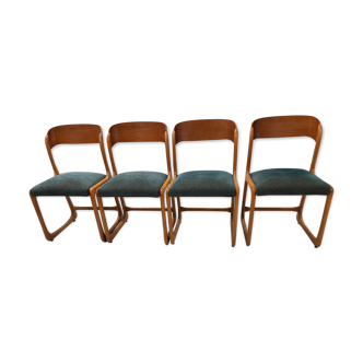 Suite of 4 Baumann chairs model Vintage sleigh 1970s