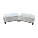 Duo of vintage velvet poufs and walnut base