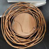 Natural bamboo round mirror 90cm