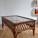 Table basse rotin vintage
