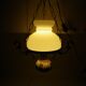 Hanging lamp of the 1950s, white opaline shade and porcelain decoration