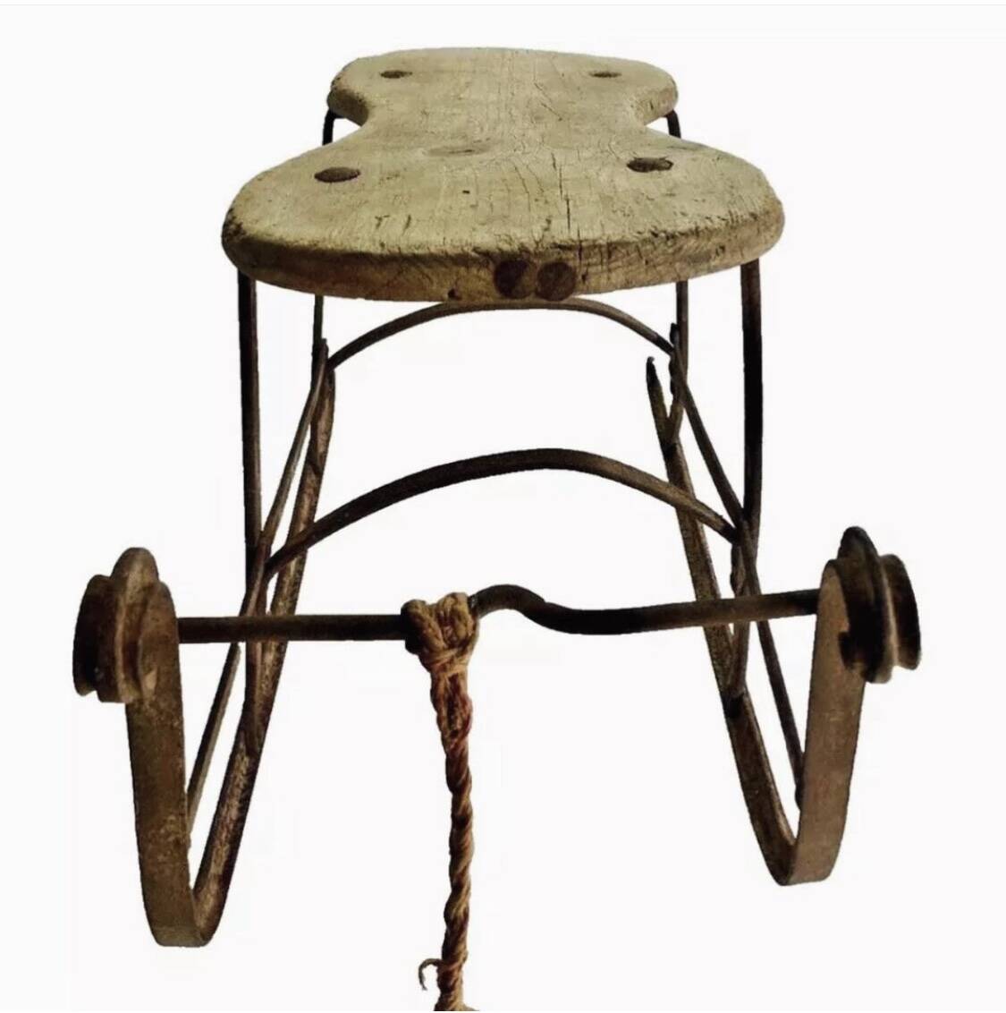 Old Alsatian wrought iron wood sled sled 19th century