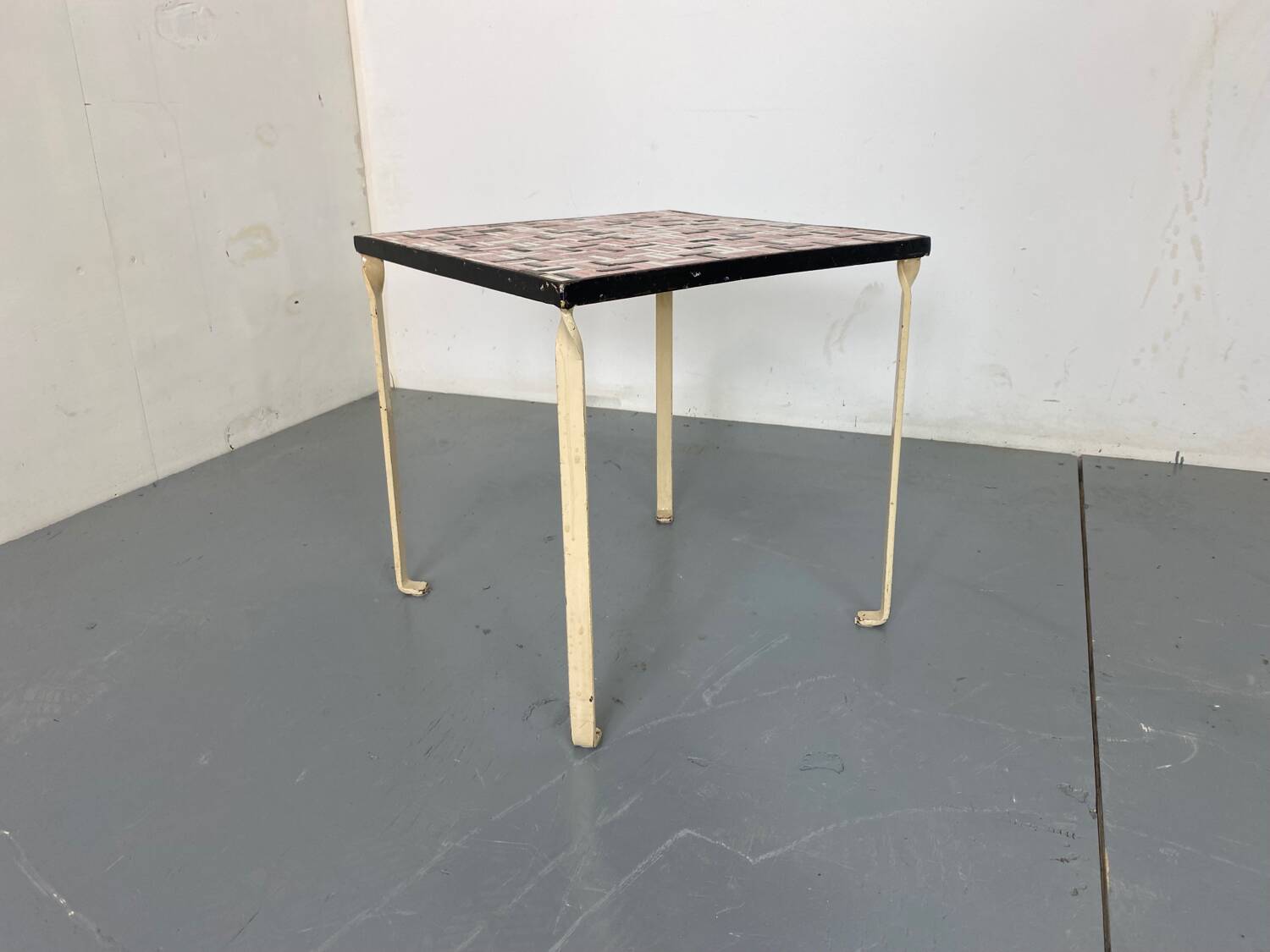 Vintage Modernist Mosaic Ceramic and Steel Side Table, 1950s