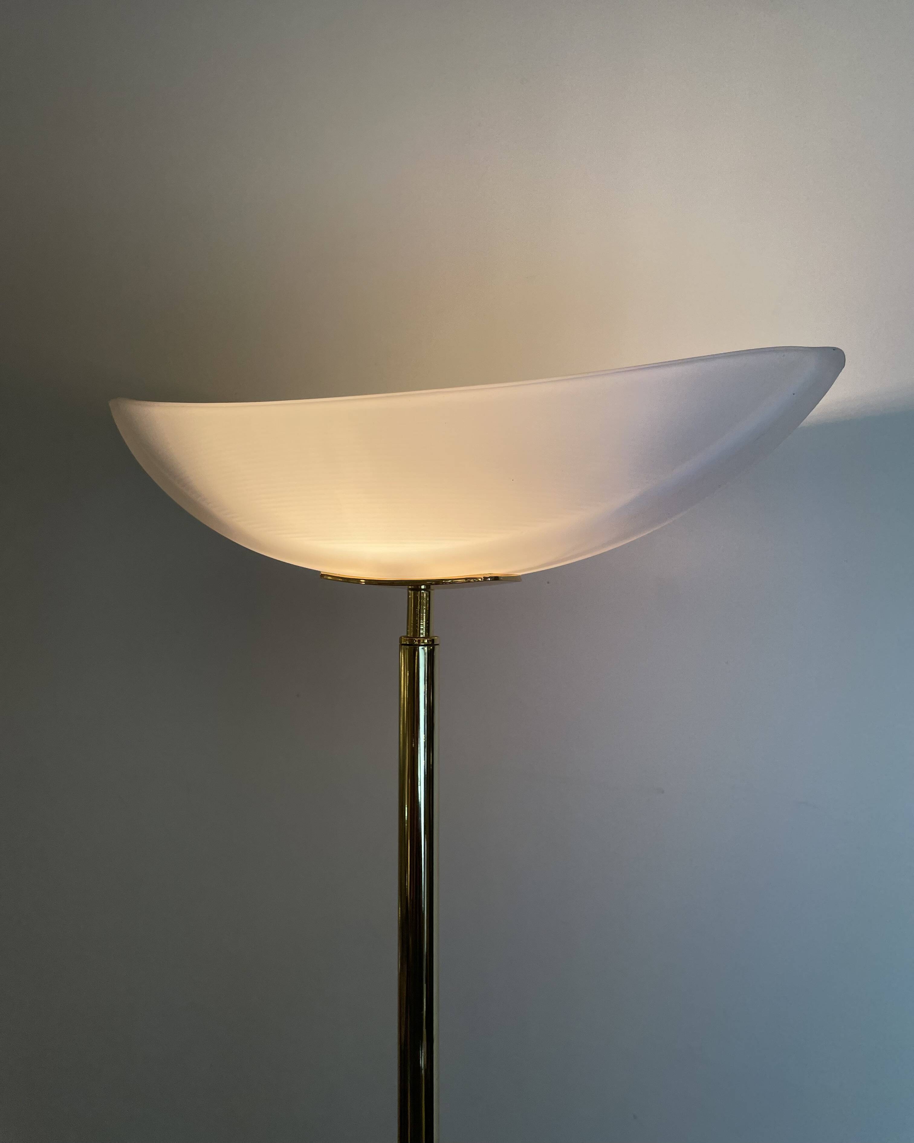 Brass & Opaline Floor Lamp by Milan, Spain, 1980s