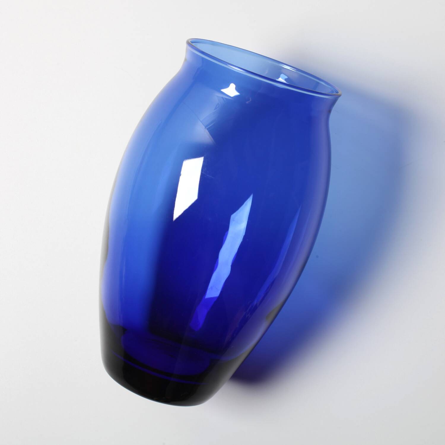 Cobalt Blue Vintage Glass Vase / Mid-century Home Decor / Italy / 1970s