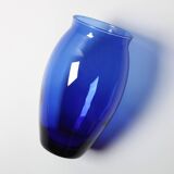 Cobalt Blue Vintage Glass Vase / Mid-century Home Decor / Italy / 1970s
