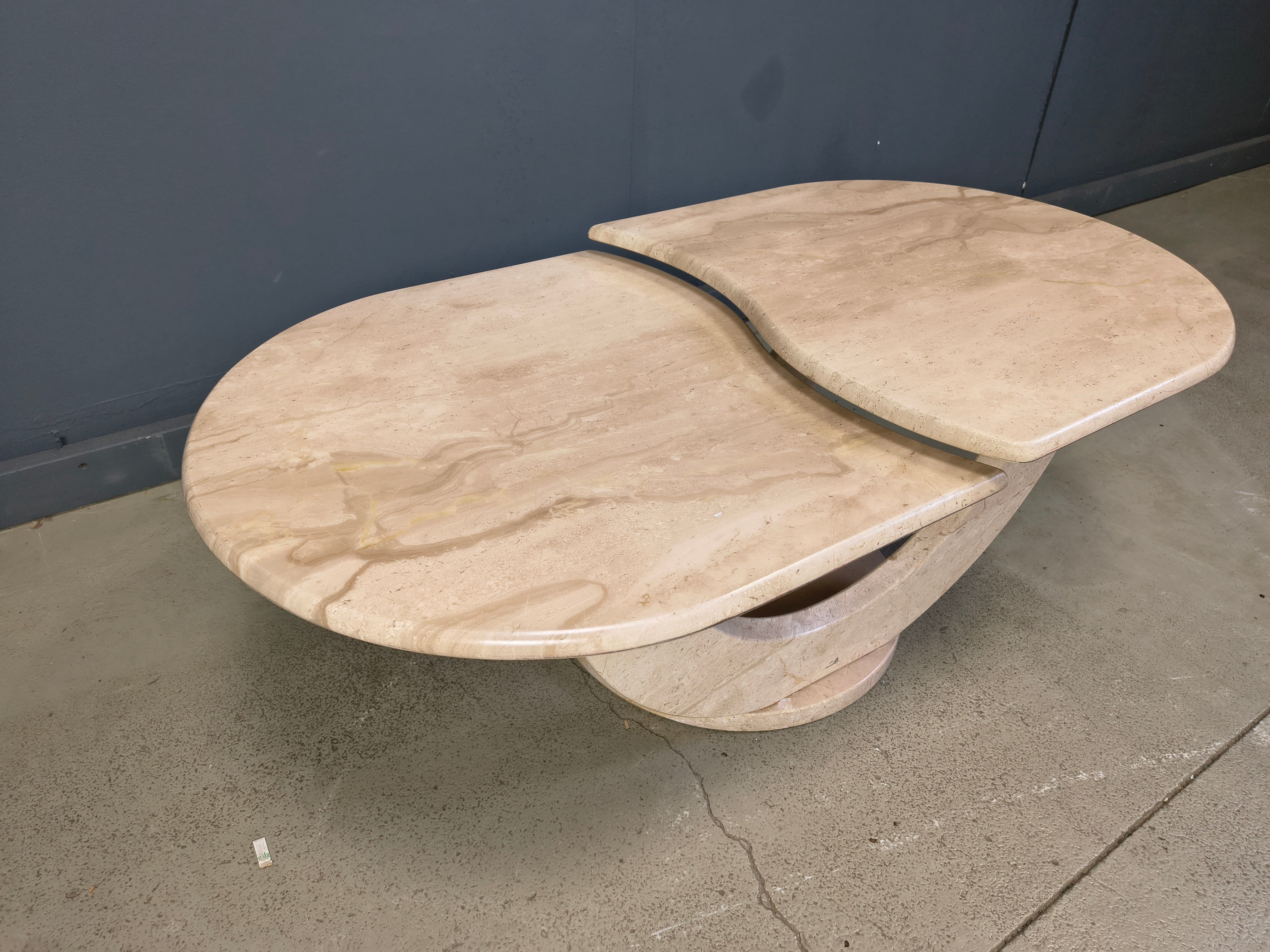 Vintage two tier travertine coffee table, 1970s