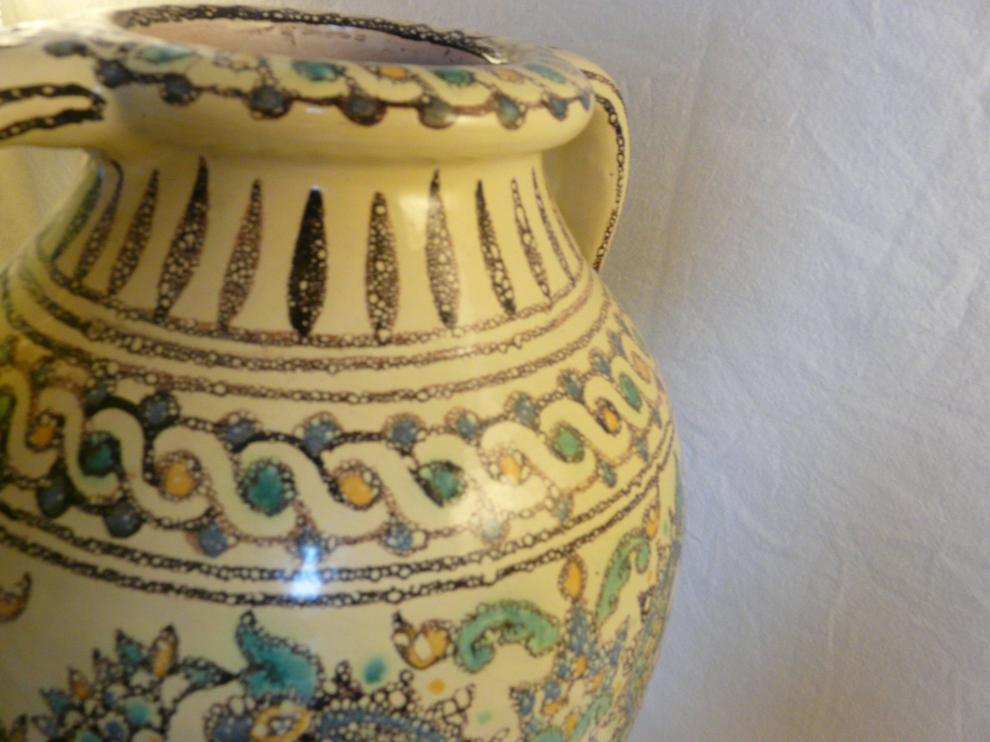 Pierre De Verclos, Maghreb Ceramic Pottery, Tunisia Nabeul, Large Vase