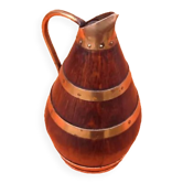 Années 1940 pichet " tonneau " à cidre en chêne cerclé de cuivre riveté