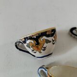 Set of 4 miniature earthenware cups with Old Rouen decor